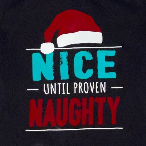 CR Sports Tee “NICE UNTIL PROVEN NAUGHTY” Long Sleeve Black(pics look navy) Tee - Picture 2 of 2